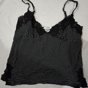 Alfani Intimates Black and White Polka Dot Lace Top/ PJ/ Lingerie